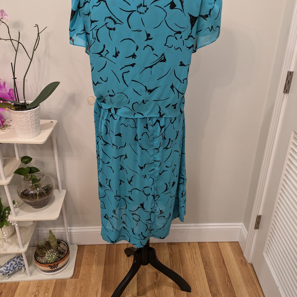 Casual Blue Flutter Sleeve Midi Sundress